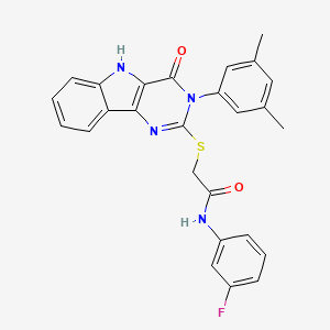 2-{[3-(3,5-dimethylphenyl)-4-oxo-3H,4H,5H-pyrimido[5,4-b]indol-2-yl]sulfanyl}-N-(3-fluorophenyl)acetamide