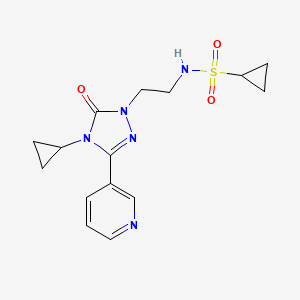 molecular formula C15H19N5O3S B6513647 N-{2-[4-cyclopropyl-5-oxo-3-(pyridin-3-yl)-4,5-dihydro-1H-1,2,4-triazol-1-yl]ethyl}cyclopropanesulfonamide CAS No. 1795295-20-3