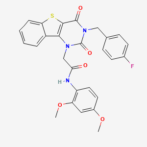 molecular formula C27H22FN3O5S B6514946 N-(2,4-dimethoxyphenyl)-2-[3-(4-fluorobenzyl)-2,4-dioxo-3,4-dihydro[1]benzothieno[3,2-d]pyrimidin-1(2H)-yl]acetamide CAS No. 892306-86-4