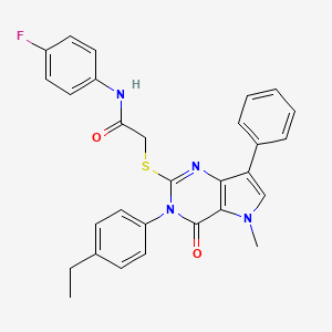 2-{[3-(4-ethylphenyl)-5-methyl-4-oxo-7-phenyl-3H,4H,5H-pyrrolo[3,2-d]pyrimidin-2-yl]sulfanyl}-N-(4-fluorophenyl)acetamide