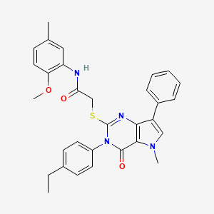 2-{[3-(4-ethylphenyl)-5-methyl-4-oxo-7-phenyl-3H,4H,5H-pyrrolo[3,2-d]pyrimidin-2-yl]sulfanyl}-N-(2-methoxy-5-methylphenyl)acetamide