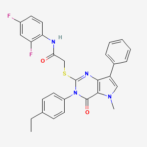 molecular formula C29H24F2N4O2S B6515386 N-(2,4-difluorophenyl)-2-{[3-(4-ethylphenyl)-5-methyl-4-oxo-7-phenyl-3H,4H,5H-pyrrolo[3,2-d]pyrimidin-2-yl]sulfanyl}acetamide CAS No. 932975-36-5