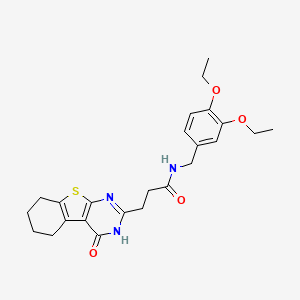 molecular formula C24H29N3O4S B6515764 N-(3,4-diethoxybenzyl)-3-(4-oxo-3,4,5,6,7,8-hexahydro[1]benzothieno[2,3-d]pyrimidin-2-yl)propanamide CAS No. 950261-01-5