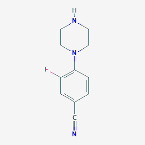 molecular formula C11H12FN3 B065159 3-Fluoro-4-(piperazin-1-yl)benzonitrile CAS No. 182181-38-0