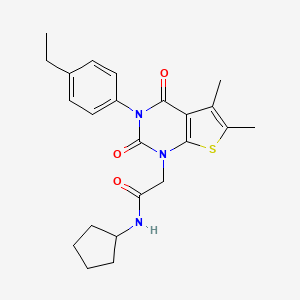 molecular formula C23H27N3O3S B6516182 N-cyclopentyl-2-[3-(4-ethylphenyl)-5,6-dimethyl-2,4-dioxo-1H,2H,3H,4H-thieno[2,3-d]pyrimidin-1-yl]acetamide CAS No. 899929-00-1