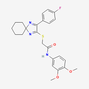 molecular formula C24H26FN3O3S B6516310 N-(3,4-dimethoxyphenyl)-2-{[3-(4-fluorophenyl)-1,4-diazaspiro[4.5]deca-1,3-dien-2-yl]sulfanyl}acetamide CAS No. 899905-01-2