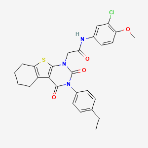 molecular formula C27H26ClN3O4S B6517225 N-(3-chloro-4-methoxyphenyl)-2-[4-(4-ethylphenyl)-3,5-dioxo-8-thia-4,6-diazatricyclo[7.4.0.0^{2,7}]trideca-1(9),2(7)-dien-6-yl]acetamide CAS No. 899783-12-1