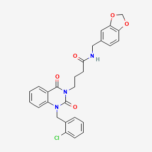 molecular formula C27H24ClN3O5 B6517455 N-[(2H-1,3-benzodioxol-5-yl)methyl]-4-{1-[(2-chlorophenyl)methyl]-2,4-dioxo-1,2,3,4-tetrahydroquinazolin-3-yl}butanamide CAS No. 899910-29-3