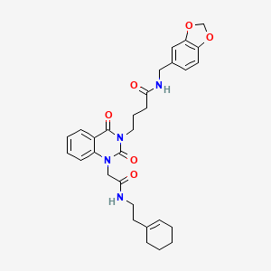 molecular formula C30H34N4O6 B6517469 N-[(2H-1,3-benzodioxol-5-yl)methyl]-4-[1-({[2-(cyclohex-1-en-1-yl)ethyl]carbamoyl}methyl)-2,4-dioxo-1,2,3,4-tetrahydroquinazolin-3-yl]butanamide CAS No. 899910-59-9