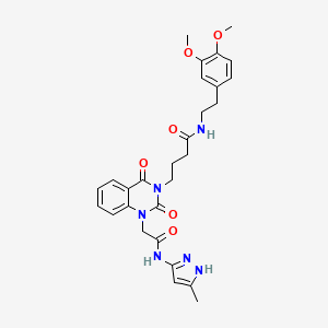 molecular formula C28H32N6O6 B6517496 N-[2-(3,4-dimethoxyphenyl)ethyl]-4-(1-{[(3-methyl-1H-pyrazol-5-yl)carbamoyl]methyl}-2,4-dioxo-1,2,3,4-tetrahydroquinazolin-3-yl)butanamide CAS No. 1094431-05-6