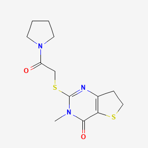 B6517581 3-methyl-2-{[2-oxo-2-(pyrrolidin-1-yl)ethyl]sulfanyl}-3H,4H,6H,7H-thieno[3,2-d]pyrimidin-4-one CAS No. 869075-71-8