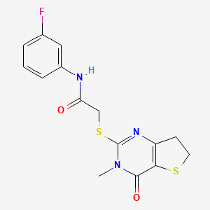 B6517604 N-(3-fluorophenyl)-2-({3-methyl-4-oxo-3H,4H,6H,7H-thieno[3,2-d]pyrimidin-2-yl}sulfanyl)acetamide CAS No. 869075-91-2
