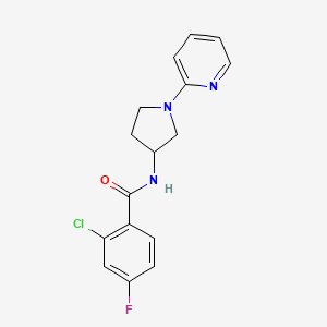 2-chloro-4-fluoro-N-[1-(pyridin-2-yl)pyrrolidin-3-yl]benzamide