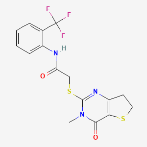 B6517614 2-({3-methyl-4-oxo-3H,4H,6H,7H-thieno[3,2-d]pyrimidin-2-yl}sulfanyl)-N-[2-(trifluoromethyl)phenyl]acetamide CAS No. 869076-04-0