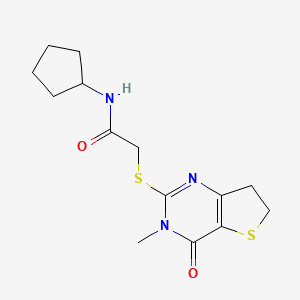 molecular formula C14H19N3O2S2 B6517621 N-cyclopentyl-2-({3-methyl-4-oxo-3H,4H,6H,7H-thieno[3,2-d]pyrimidin-2-yl}sulfanyl)acetamide CAS No. 893360-31-1