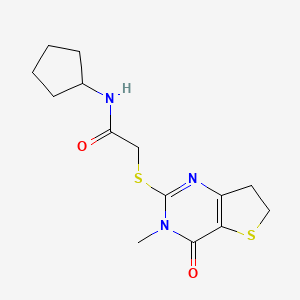 B6517621 N-cyclopentyl-2-({3-methyl-4-oxo-3H,4H,6H,7H-thieno[3,2-d]pyrimidin-2-yl}sulfanyl)acetamide CAS No. 893360-31-1