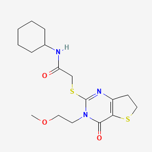 B6517726 N-cyclohexyl-2-{[3-(2-methoxyethyl)-4-oxo-3H,4H,6H,7H-thieno[3,2-d]pyrimidin-2-yl]sulfanyl}acetamide CAS No. 869076-75-5