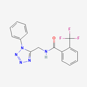 molecular formula C16H12F3N5O B6519136 N-[(1-phenyl-1H-1,2,3,4-tetrazol-5-yl)methyl]-2-(trifluoromethyl)benzamide CAS No. 933002-46-1