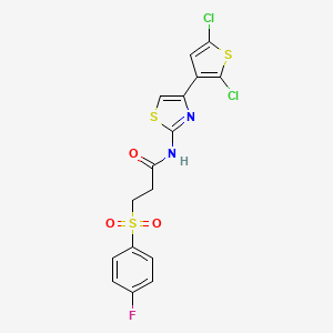 molecular formula C16H11Cl2FN2O3S3 B6519440 N-[4-(2,5-dichlorothiophen-3-yl)-1,3-thiazol-2-yl]-3-(4-fluorobenzenesulfonyl)propanamide CAS No. 895473-94-6