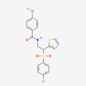 molecular formula C20H18ClNO4S2 B6519715 N-[2-(4-chlorobenzenesulfonyl)-2-(thiophen-2-yl)ethyl]-4-methoxybenzamide CAS No. 896318-00-6