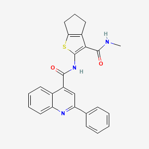 molecular formula C25H21N3O2S B6519750 N-[3-(methylcarbamoyl)-4H,5H,6H-cyclopenta[b]thiophen-2-yl]-2-phenylquinoline-4-carboxamide CAS No. 893096-13-4