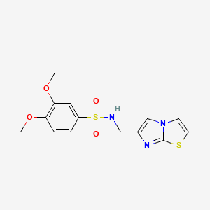 molecular formula C14H15N3O4S2 B6520019 N-({imidazo[2,1-b][1,3]thiazol-6-yl}methyl)-3,4-dimethoxybenzene-1-sulfonamide CAS No. 852453-52-2
