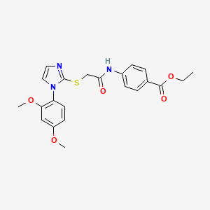 molecular formula C22H23N3O5S B6520055 ethyl 4-(2-{[1-(2,4-dimethoxyphenyl)-1H-imidazol-2-yl]sulfanyl}acetamido)benzoate CAS No. 893389-10-1