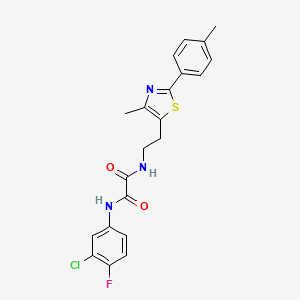 molecular formula C21H19ClFN3O2S B6520150 N'-(3-chloro-4-fluorophenyl)-N-{2-[4-methyl-2-(4-methylphenyl)-1,3-thiazol-5-yl]ethyl}ethanediamide CAS No. 894014-28-9