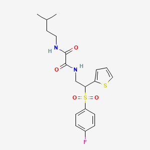molecular formula C19H23FN2O4S2 B6520648 N'-[2-(4-fluorobenzenesulfonyl)-2-(thiophen-2-yl)ethyl]-N-(3-methylbutyl)ethanediamide CAS No. 896326-48-0