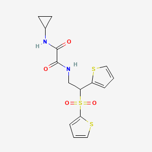 molecular formula C15H16N2O4S3 B6520709 N-cyclopropyl-N'-[2-(thiophen-2-yl)-2-(thiophene-2-sulfonyl)ethyl]ethanediamide CAS No. 896339-14-3
