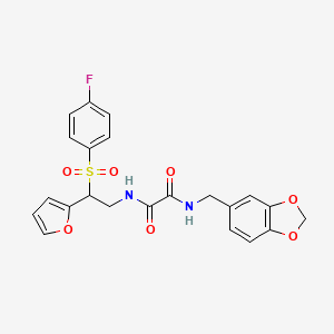 molecular formula C22H19FN2O7S B6521021 N-[(2H-1,3-benzodioxol-5-yl)methyl]-N'-[2-(4-fluorobenzenesulfonyl)-2-(furan-2-yl)ethyl]ethanediamide CAS No. 896310-18-2