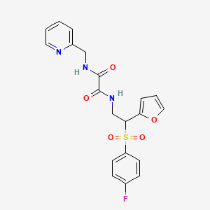 molecular formula C20H18FN3O5S B6521035 N-[2-(4-fluorobenzenesulfonyl)-2-(furan-2-yl)ethyl]-N'-[(pyridin-2-yl)methyl]ethanediamide CAS No. 896311-06-1