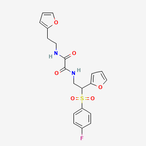 molecular formula C20H19FN2O6S B6521077 N'-[2-(4-fluorobenzenesulfonyl)-2-(furan-2-yl)ethyl]-N-[2-(furan-2-yl)ethyl]ethanediamide CAS No. 896314-91-3