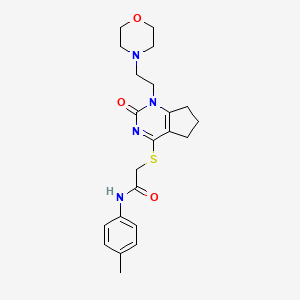 molecular formula C22H28N4O3S B6521285 N-(4-methylphenyl)-2-({1-[2-(morpholin-4-yl)ethyl]-2-oxo-1H,2H,5H,6H,7H-cyclopenta[d]pyrimidin-4-yl}sulfanyl)acetamide CAS No. 946372-52-7