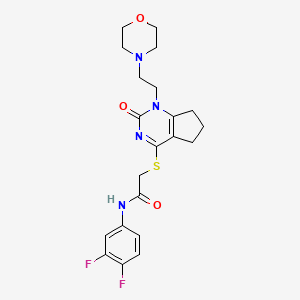 molecular formula C21H24F2N4O3S B6521293 N-(3,4-difluorophenyl)-2-({1-[2-(morpholin-4-yl)ethyl]-2-oxo-1H,2H,5H,6H,7H-cyclopenta[d]pyrimidin-4-yl}sulfanyl)acetamide CAS No. 946270-04-8