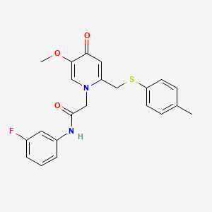 molecular formula C22H21FN2O3S B6521477 N-(3-fluorophenyl)-2-(5-methoxy-2-{[(4-methylphenyl)sulfanyl]methyl}-4-oxo-1,4-dihydropyridin-1-yl)acetamide CAS No. 946228-97-3