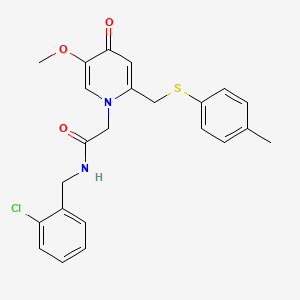 molecular formula C23H23ClN2O3S B6521491 N-[(2-chlorophenyl)methyl]-2-(5-methoxy-2-{[(4-methylphenyl)sulfanyl]methyl}-4-oxo-1,4-dihydropyridin-1-yl)acetamide CAS No. 946229-05-6