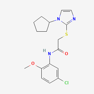molecular formula C17H20ClN3O2S B6521542 N-(5-chloro-2-methoxyphenyl)-2-[(1-cyclopentyl-1H-imidazol-2-yl)sulfanyl]acetamide CAS No. 933013-97-9