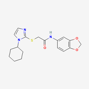 N-(2H-1,3-benzodioxol-5-yl)-2-[(1-cyclohexyl-1H-imidazol-2-yl)sulfanyl]acetamide