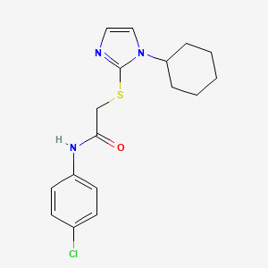 molecular formula C17H20ClN3OS B6521599 N-(4-chlorophenyl)-2-[(1-cyclohexyl-1H-imidazol-2-yl)sulfanyl]acetamide CAS No. 946367-84-6