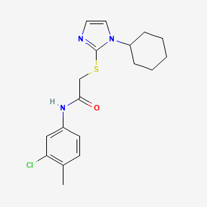 molecular formula C18H22ClN3OS B6521604 N-(3-chloro-4-methylphenyl)-2-[(1-cyclohexyl-1H-imidazol-2-yl)sulfanyl]acetamide CAS No. 946320-03-2