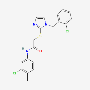 molecular formula C19H17Cl2N3OS B6521690 N-(3-chloro-4-methylphenyl)-2-({1-[(2-chlorophenyl)methyl]-1H-imidazol-2-yl}sulfanyl)acetamide CAS No. 946264-77-3
