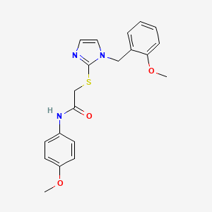 molecular formula C20H21N3O3S B6521700 N-(4-methoxyphenyl)-2-({1-[(2-methoxyphenyl)methyl]-1H-imidazol-2-yl}sulfanyl)acetamide CAS No. 946264-89-7