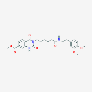molecular formula C26H31N3O7 B6521792 methyl 3-(5-{[2-(3,4-dimethoxyphenyl)ethyl]carbamoyl}pentyl)-2,4-dioxo-1,2,3,4-tetrahydroquinazoline-7-carboxylate CAS No. 896384-93-3
