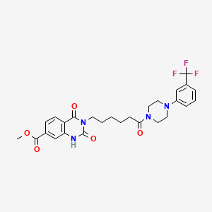 molecular formula C27H29F3N4O5 B6521861 methyl 2,4-dioxo-3-(6-oxo-6-{4-[3-(trifluoromethyl)phenyl]piperazin-1-yl}hexyl)-1,2,3,4-tetrahydroquinazoline-7-carboxylate CAS No. 896371-60-1