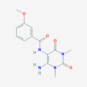 molecular formula C14H16N4O4 B065232 N-(4-amino-1,3-dimethyl-2,6-dioxopyrimidin-5-yl)-3-methoxybenzamide CAS No. 166115-68-0