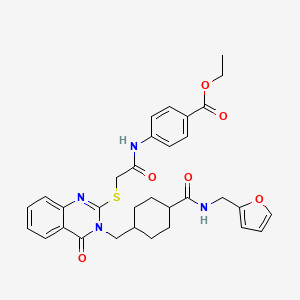 molecular formula C32H34N4O6S B6523864 ethyl 4-[2-({3-[(4-{[(furan-2-yl)methyl]carbamoyl}cyclohexyl)methyl]-4-oxo-3,4-dihydroquinazolin-2-yl}sulfanyl)acetamido]benzoate CAS No. 422292-82-8