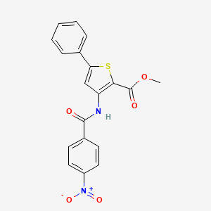 molecular formula C19H14N2O5S B6524370 methyl 3-(4-nitrobenzamido)-5-phenylthiophene-2-carboxylate CAS No. 477326-23-1
