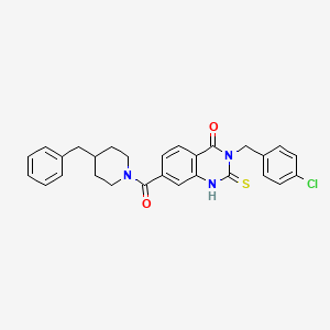 7-(4-benzylpiperidine-1-carbonyl)-3-[(4-chlorophenyl)methyl]-2-sulfanylidene-1,2,3,4-tetrahydroquinazolin-4-one