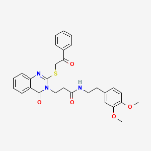 molecular formula C29H29N3O5S B6524380 N-[2-(3,4-dimethoxyphenyl)ethyl]-3-{4-oxo-2-[(2-oxo-2-phenylethyl)sulfanyl]-3,4-dihydroquinazolin-3-yl}propanamide CAS No. 422286-82-6